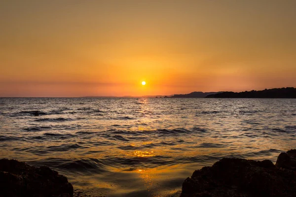 Solnedgang Havet - Stock-foto
