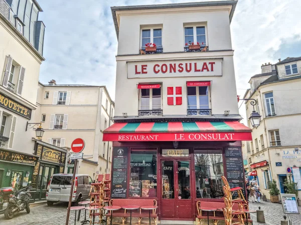 París Francia Marzo 2023 Vista Del Consulado Montmartre Barrio Tradicional — Foto de Stock