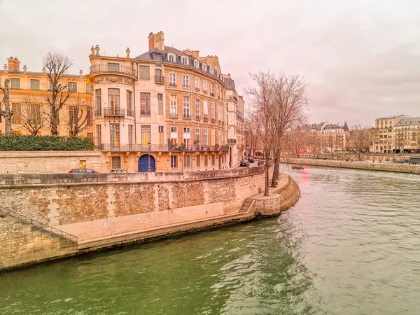 Vista Del Río Sena Durante Una Puesta Sol París Francia —  Fotos de Stock