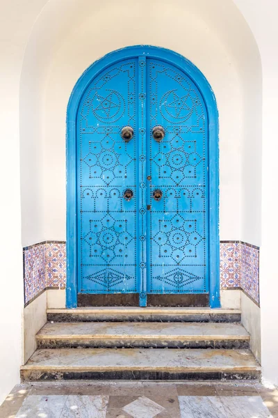 Typické Tuniské Ozdobné Dveře Sisi Bou Saidu — Stock fotografie
