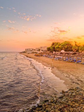 Hammamet, Tunus 'ta bir plajda manzara