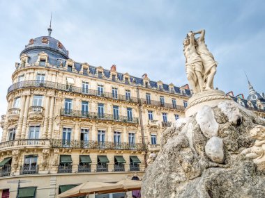 Montpellier 'deki Place de la Comedie Meydanı, Herault, Güney Fransa