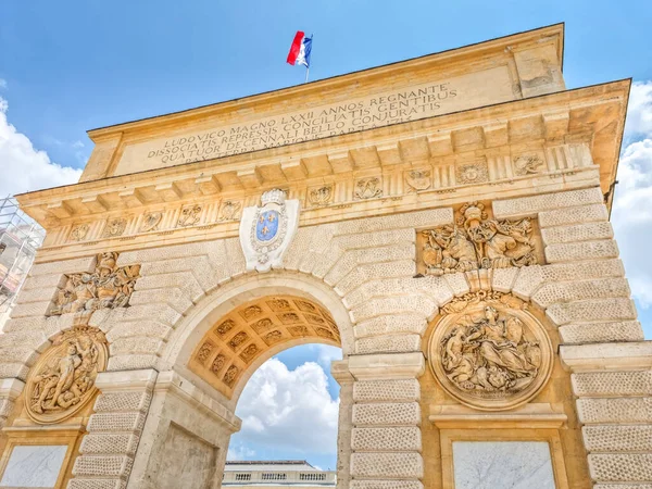 Vítězný Oblouk Porte Peyrou Montpellier Francie — Stock fotografie
