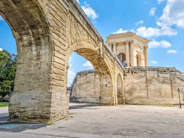 Saint Clement Aquaduct Waterkasteel Chateau Eau Promenade Peyrou Montpellier Frankrijk — Stockfoto