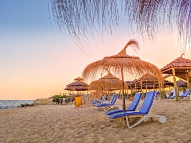 Hammamet, Tunus 'ta bir plajda manzara