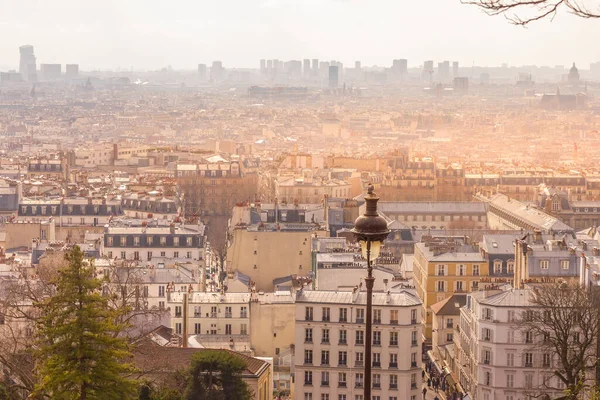 日落时的巴黎空中风景 — 图库照片