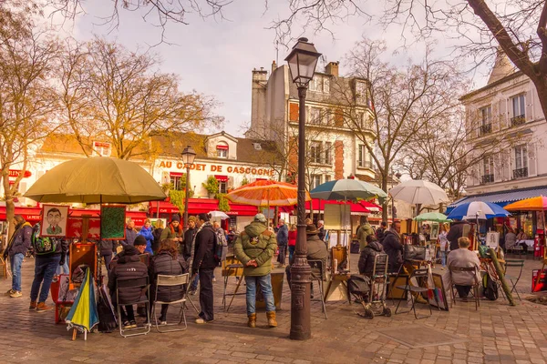 Paris Frankreich März 2023 Menschen Gehen Viertel Montmartre Spazieren Das — Stockfoto