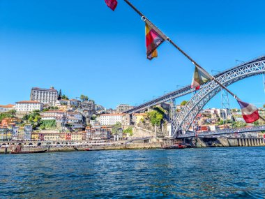 Porto, Portekiz 'de Ribeira, Dom Luis köprüsü ve Douro nehri manzarası