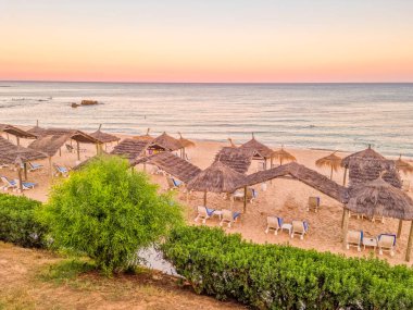 Hammamet, Tunus 'ta bir plajda manzara