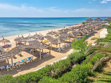 Hammamet, Tunus 'ta bir plajda manzara