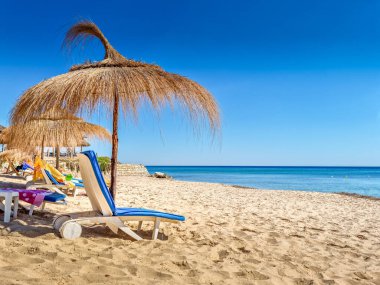 Hammamet, Tunus 'ta bir plajda manzara