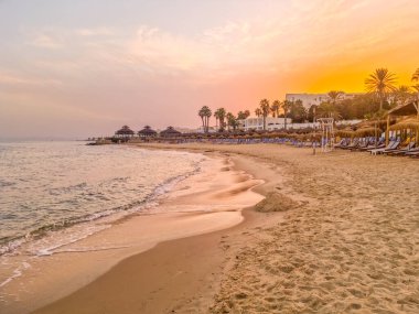 Hammamet, Tunus 'ta bir plajda manzara