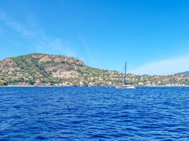 View of Mandelieu la Napoule from the sea, South of France clipart