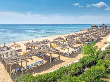 Hammamet, Tunus 'ta bir plajda manzara