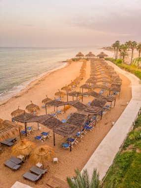 Hammamet, Tunus 'ta bir plajda manzara