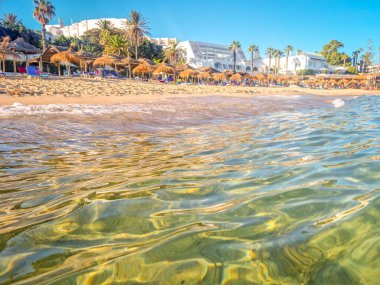 Hammamet, Tunus 'ta bir plajda manzara