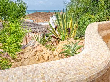 Hammamet, Tunus 'ta bir plajda manzara