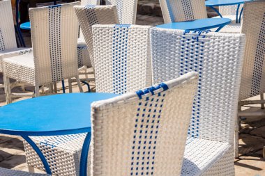 Sidi Bou Said köyündeki masa ve sandalyeler, Kartaca, Tunus