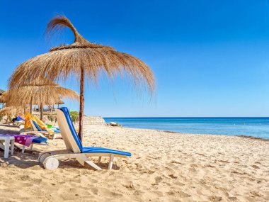 Hammamet, Tunus 'ta bir plajda manzara