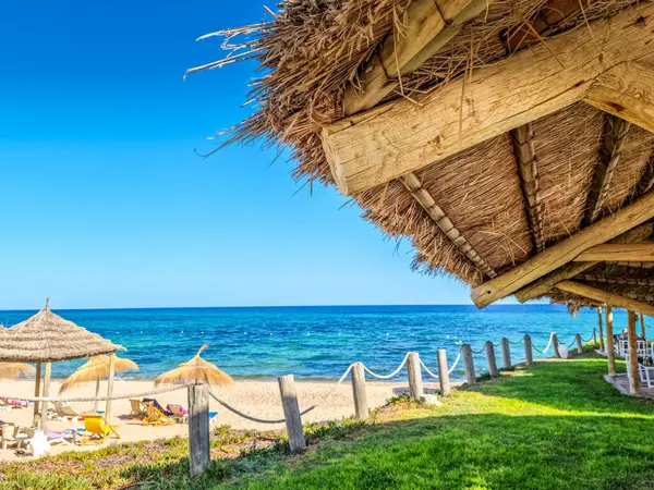 Hammamet, Tunus 'ta bir plajda manzara