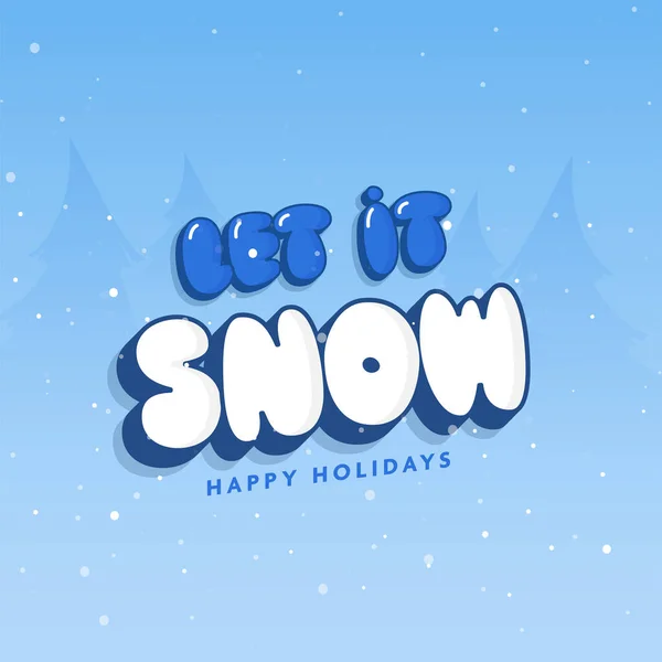 幸せな休日のための青い雪の背景に対する3D Let Snowフォント — ストックベクタ