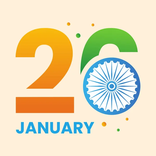 stock vector Creative 26 January Text With Ashoka Wheel On Peach Background For Republic Day Celebration.