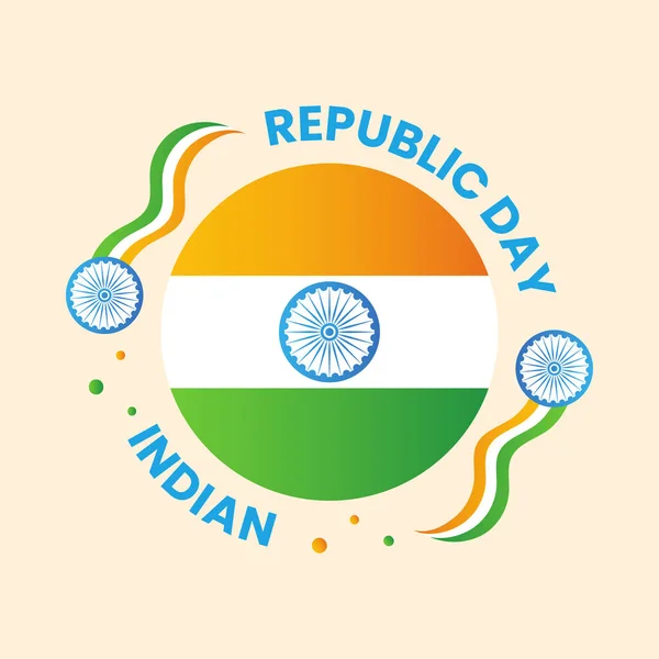 Indian Republic Day Celebration Concept National Flag Circle Ashoka Wheel — Διανυσματικό Αρχείο