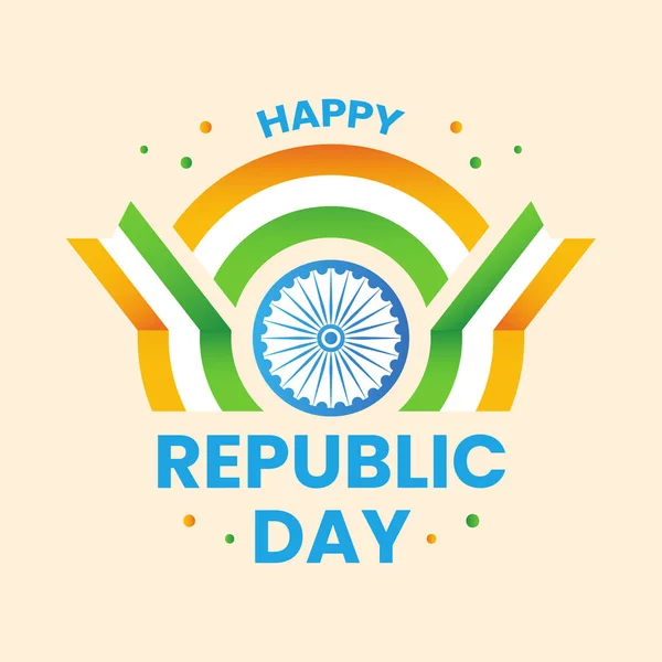 Happy Republic Day Celebration Concept Tricolor Creative Half Circle Ashoka — стоковий вектор