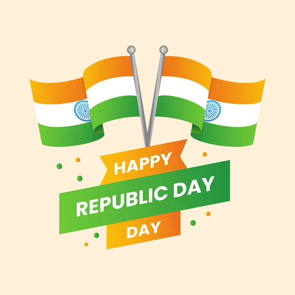 Happy Republic Day Text Strip Met Indiase Vlaggen Perzik Achtergrond — Stockvector
