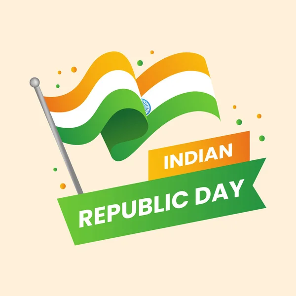 Isolierte Flagge Mit Streifen Zum Tag Der Indischen Republik Auf — Stockvektor