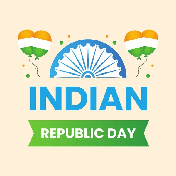 Indian Republic Day Text Half Ashoka Wheel Balloons Peach Background — Stock Vector
