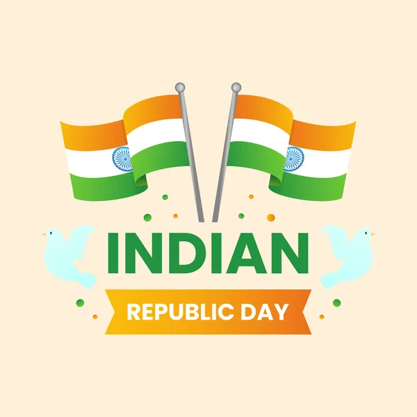 Koncepcja Świętowania Dnia Republiki Indyjskiej Krzyżowymi Flagami Narodowymi Latającymi Gołębiami — Wektor stockowy