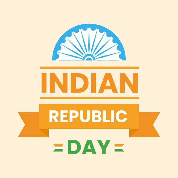 Creative Indian Republic Day Font Text Half Ashoka Wheel Peach — Stock Vector