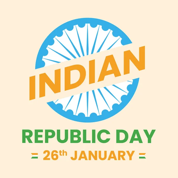 Ilustrasi Hari Republik India Januari Dengan Ashoka Wheel Pastel Peach - Stok Vektor