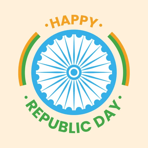 Ілюстрація Щасливої Республіки День Текст Колесом Ashoka Тлі Пастельного Персика — стоковий вектор