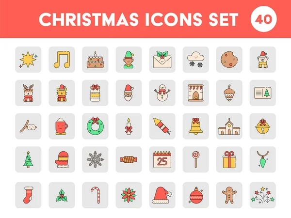 Ilustración Iconos Navidad Establecidos Estilo Plano — Vector de stock