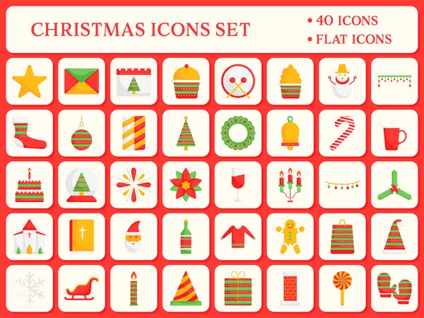 Illustration Christmas Icons Set Flat Style — Stock Vector