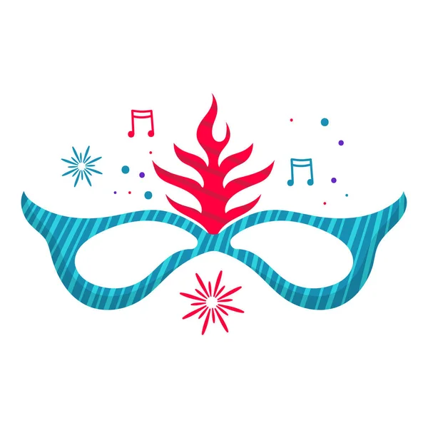 Masque Fête Rouge Turquoise Icône Plate Musique — Image vectorielle