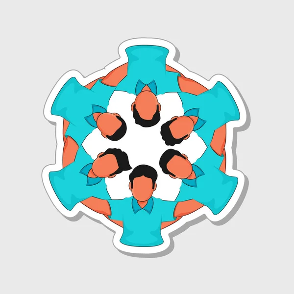 Sticker Style Mâle Équipe Cercle Sur Fond Gris — Image vectorielle