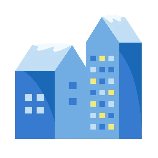 Elemento Dos Edificios Color Azul — Vector de stock