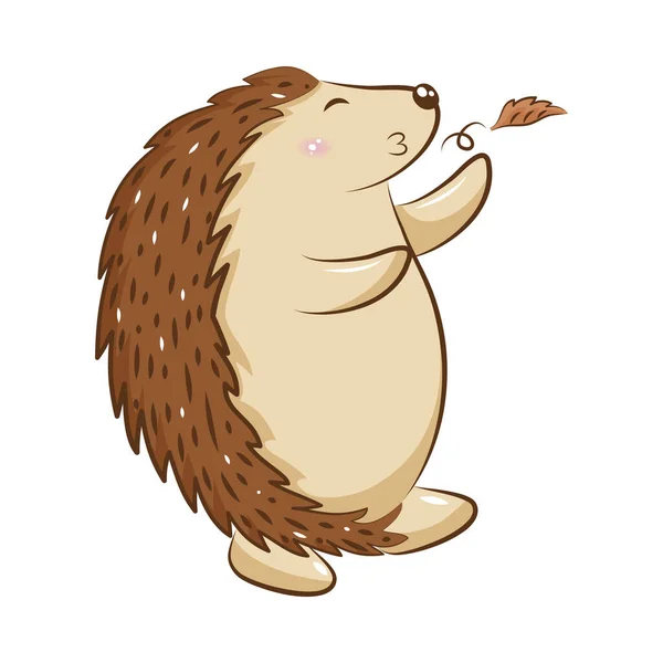 Hedgehog Giving Flying Kiss Element White Background — 스톡 벡터