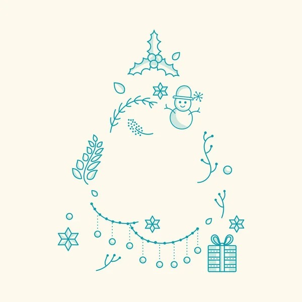 Árvore Natal Feita Pelo Elemento Natal Fundo Branco —  Vetores de Stock