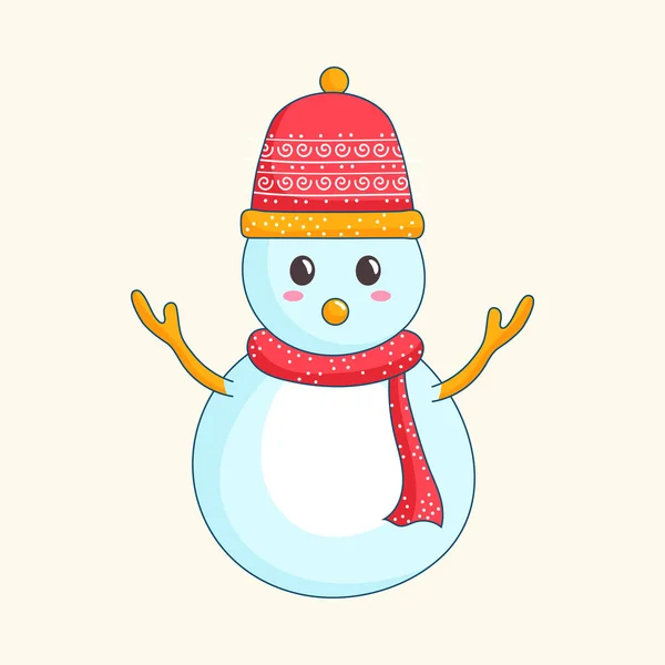 Cute Snowman Character Element Cosmic Latte Background — Stock Vector