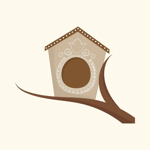 Birdhouse Sur Élément Branche Sur Fond Latte Cosmique — Image vectorielle