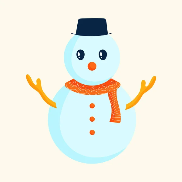 Cute Snowman Character Cosmic Latte Background — Stock Vector