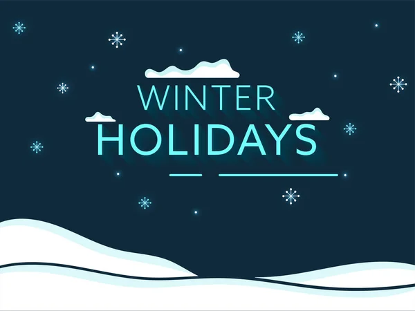 Winter Holidays Fontti Lumihiutaleet Koristeltu Valkoinen Sininen Tausta — vektorikuva