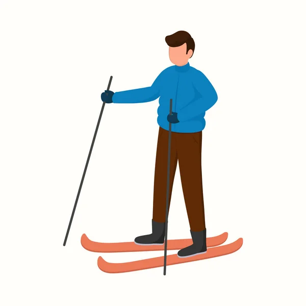 白い背景で顔のない若い男のスキーの肖像 — ストックベクタ