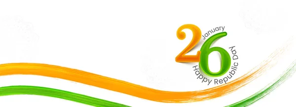 Ιανουάριος Ευτυχισμένη Δημοκρατία Ημέρα Γραμματοσειράς Tricolor Πινέλο Εγκεφαλικό Κύμα Κατά — Διανυσματικό Αρχείο