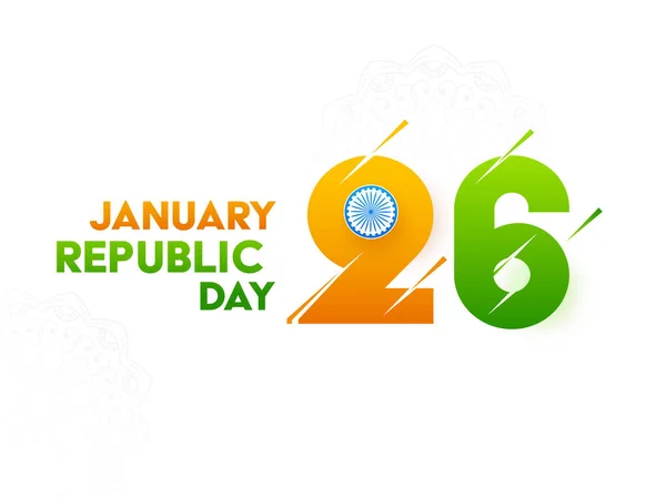 Января День Республики Шрифт Шафран Зеленый Цвет Белом Фоне — стоковый вектор