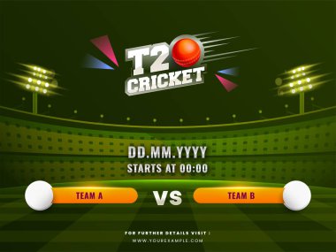 T20 Kriket Maçı A Takımı B Takımı Yeşil Stadyum Arkaplanında.